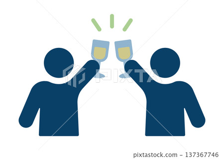 Icon of two people raising wine glasses toasting 137367746