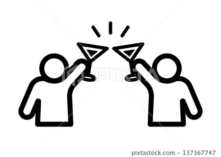 Icon of two people toasting with cocktail glasses 137367747
