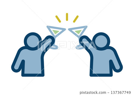 Icon of two people toasting with cocktail glasses Icon of two people toasting with cocktail glasses 137367749