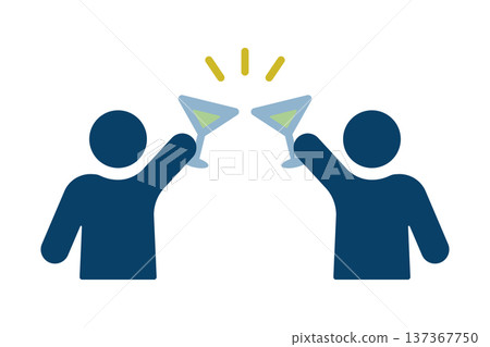 Icon of two people toasting with cocktail glasses Icon of two people toasting with cocktail glasses 137367750