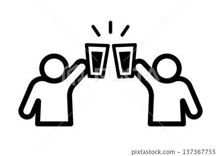 Icon of two people clinking their glasses to toast 137367755