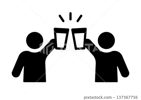 Icon of two people clinking their glasses to toast Icon of two people clinking their glasses to toast 137367756
