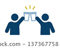 Icon of two people clinking their glasses to toast 137367758