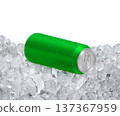 Can of cold beverage, ice cubea of juicy. Summer refreshing drink 137367959
