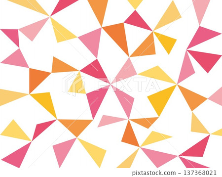 Geometric pattern, triangles, white background, pink, orange 137368021