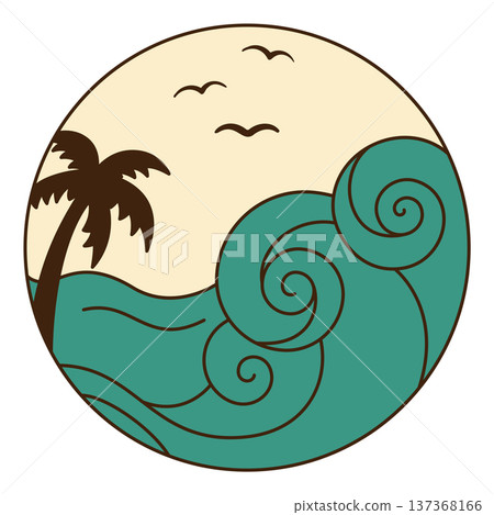 summer badge with ocean view 137368166