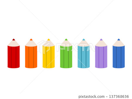 Set illustration of seven colored pencils Set illustration of seven colored pencils 137368636