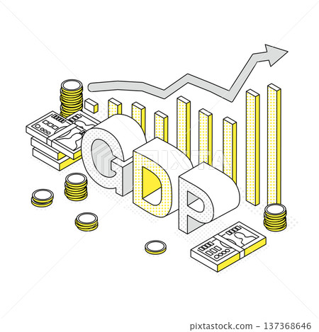 商業插圖展示了國內生產總值（GDP） 137368646