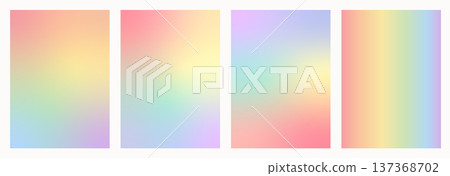 Set of muted pastel rainbow gradient backgrounds. Soft abstract mesh blends with texture. Minimalist modern backdrops for social media, web design, posters and print. Vector illustration collection. Set of muted pastel rainbow gradient backgrounds. Soft abstract mesh blends with texture. Minimalist modern backdrops for social media, web design, posters and print. Vector illustration collection. 137368702