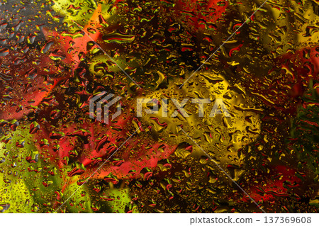 abstract background fall, glass drops autumn yellow leaves wet october weather abstract background fall, glass drops autumn yellow leaves wet october weather 137369608