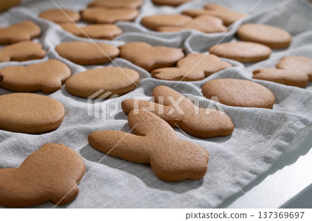 Gingerbread Cookies for Easter Celebration Traditions on Light Linen Gingerbread Cookies for Easter Celebration Traditions on Light Linen 137369697