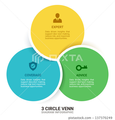 3 Circle Venn Diagram Hexagon Business Infographic Framework Diagram Template 137370249