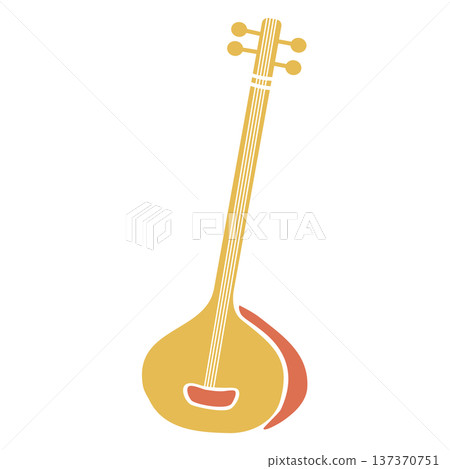 Traditional Indian tanpura music instrument in desi style. Hand drawn vector illustration isolated. Holiday and festival design, for oriental magazines, maps greeting cards, Holi Diwali clip arts. Traditional Indian tanpura music instrument in desi style. Hand drawn vector illustration isolated. Holiday and festival design, for oriental magazines, maps greeting cards, Holi Diwali clip arts. 137370751