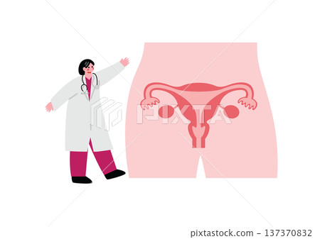 婦產科醫生正在檢查子宮的插圖 137370832