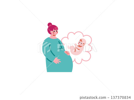 Cute pregnant woman illustration Cute pregnant woman illustration 137370834