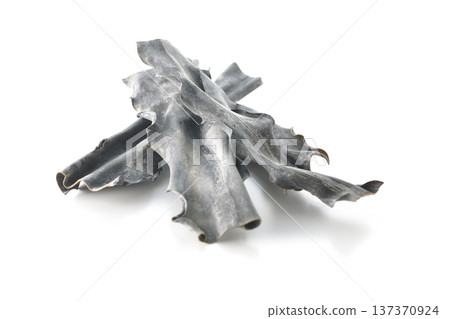 白色背景上的乾海帶照片 137370924