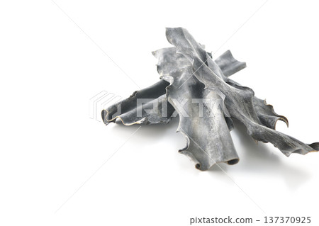 白色背景上的乾海帶照片 137370925