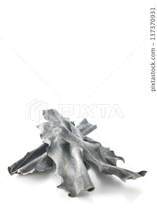 白色背景上的乾海帶照片 137370931