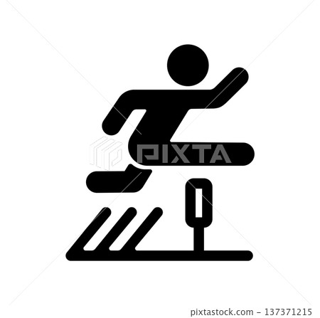 Jumping person (hurdle, solution, overcoming) silhouette icon illustration 137371215