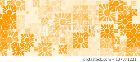 Sun Groovy Background Summer Geometric Pattern, Yellow Sunny Flower Texture for Vocation Adventure Holiday Camp, Kid Baby Wallpaper, Renewable Energy Clean Power Graphic. Vector Illustration Sun Groovy Background Summer Geometric Pattern, Yellow Sunny Flower Texture for Vocation Adventure Holiday Camp, Kid Baby Wallpaper, Renewable Energy Clean Power Graphic. Vector Illustration 137371221