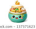 Cute cookie jar filled with Ramadan treats and decorations 137371623