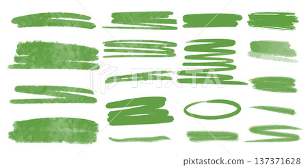 Green watercolor lines and brushstrokes 137371628