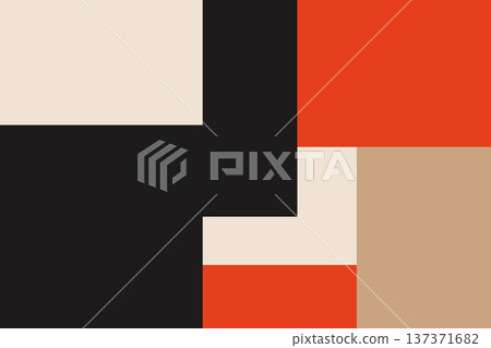 Brutalist Style Abstract Geometric Color Block Background 137371682