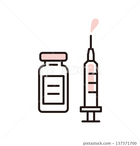 Simple illustration of ovulation inducers and syringes. Medical image of infertility treatment. Vector illustration. 137371700