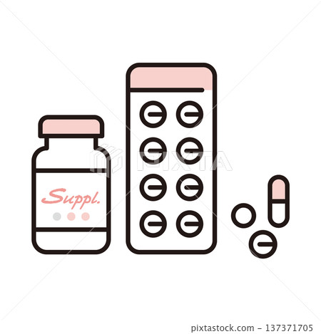 生育保健品和藥物的簡要圖示。健康管理。向量圖。 生育保健品和藥物的簡要圖示。健康管理。向量圖。 137371705