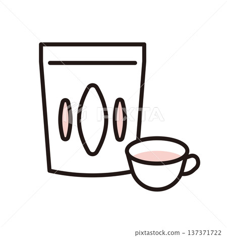 簡筆畫展示了有助於懷孕和保暖的健康茶飲和營養補充劑。向量圖。 137371722