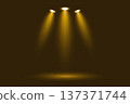 Golden spotlight beams abstract stage background 137371744