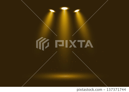 Golden spotlight beams abstract stage background 137371744