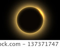 Abstract golden solar eclipse with glowing particles 137371747