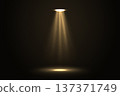Dramatic golden spotlight beam in dark empty space 137371749