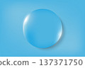 3D glossy blue sphere on solid light blue background 137371750