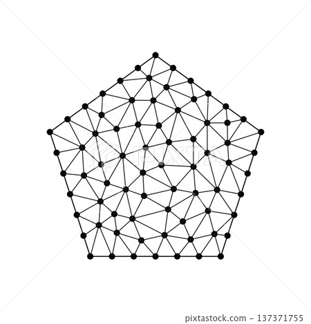 Pentagon mesh structure with black connected dot network 137371755