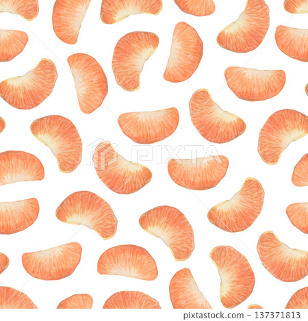 A vibrant watercolor pattern of mandarin slices A vibrant watercolor pattern of mandarin slices 137371813