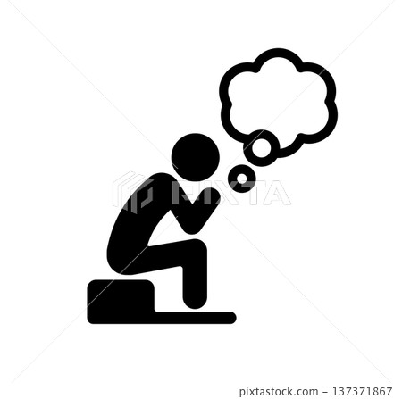 坐著思考的人的剪影圖示插圖 坐著思考的人的剪影圖示插圖 137371867