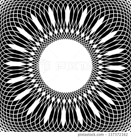 Radial Geometric Pattern with Circle Copy Space in Center. 3D Effect. 137372162