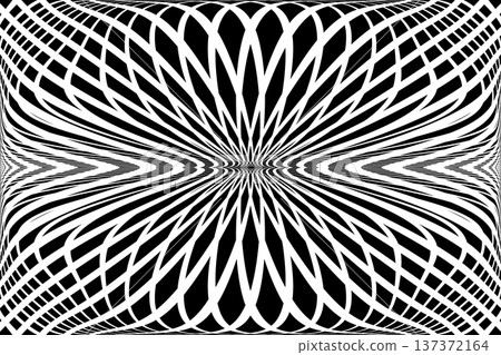 Abstract Op Art Black and White Lines Pattern. 3D Illusion Effect. 137372164