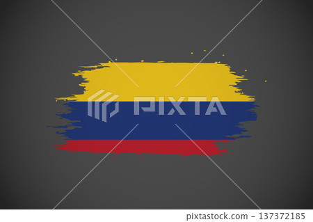 Colombia Flag with Artistic Brushstroke Effect. 137372185