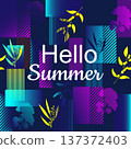 Hello Summer neon card design 137372403