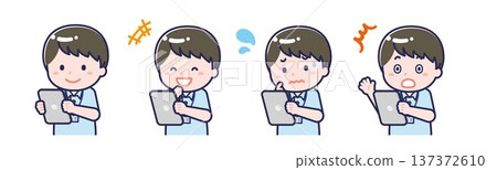 男性「照顧者」正在使用平板電腦 137372610