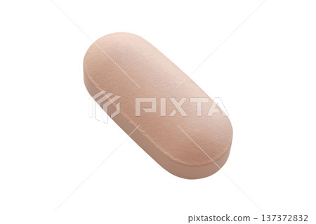 Pink medicine pill tablet isolated on white background Pink medicine pill tablet isolated on white background 137372832