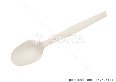White plastic spoon isolated on white background White plastic spoon isolated on white background 137373144
