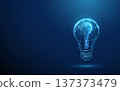 3d light bulb with digital key inside. Idea access, innovation unlocking, problem solving insight, invention activation, AI innovation, intelligent technology support concept. 137373479