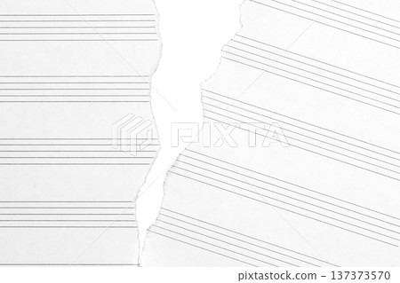 撕碎的空白樂譜紋理。白色背景上的剪紙圖案 撕碎的空白樂譜紋理。白色背景上的剪紙圖案 137373570