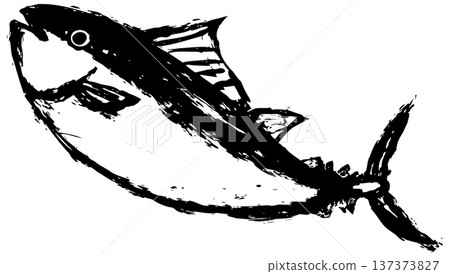 Hand-drawn illustration of tuna drawn in ink Hand-drawn illustration of tuna drawn in ink 137373827