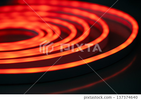 Red glowing spiral neon light abstract pattern Red glowing spiral neon light abstract pattern 137374640