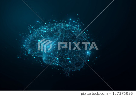 AI大腦數據網路3D數位背景 137375056
